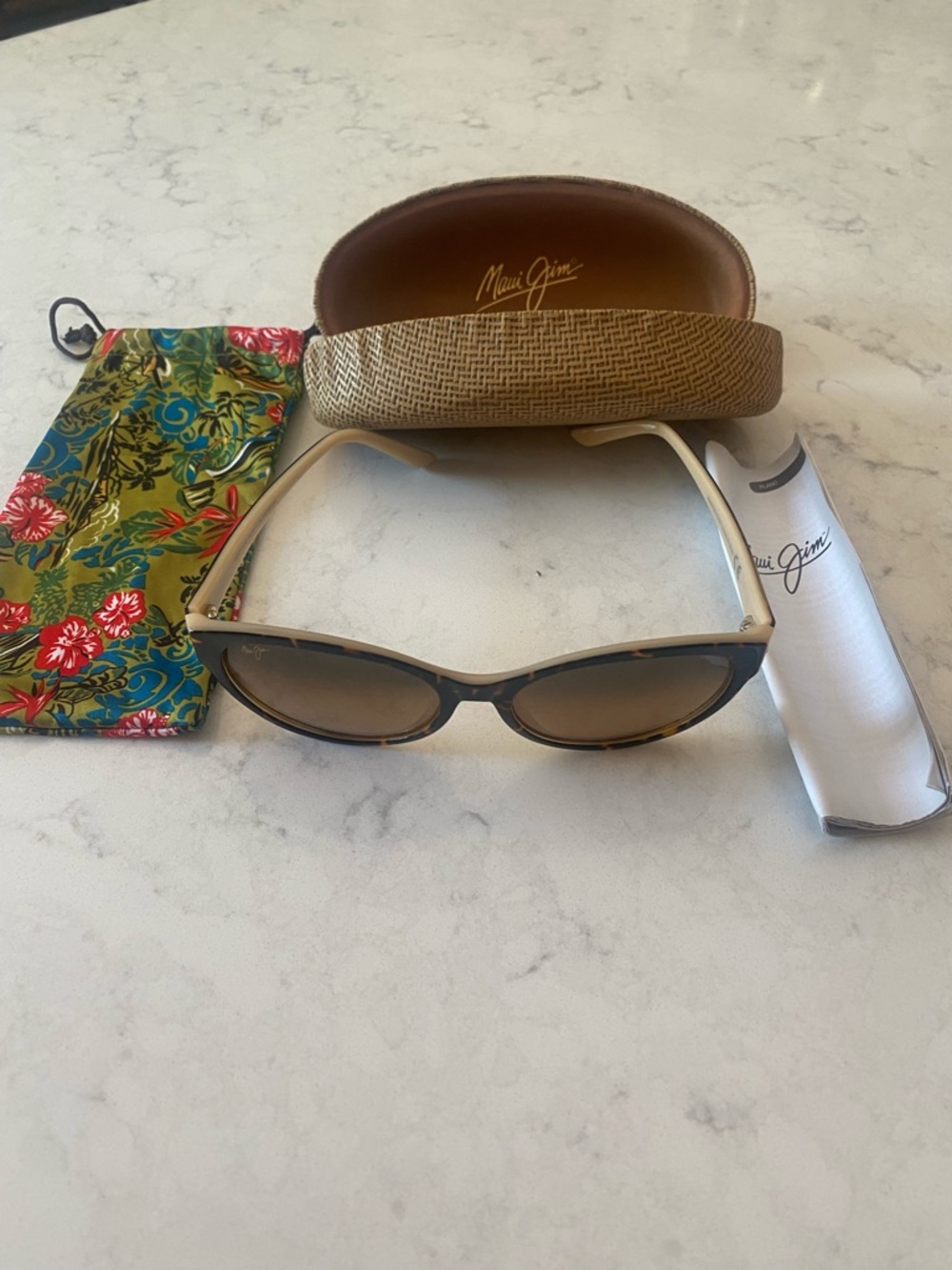 Maui Jim Beige Frame Brown Gradient Lens Sunglasses